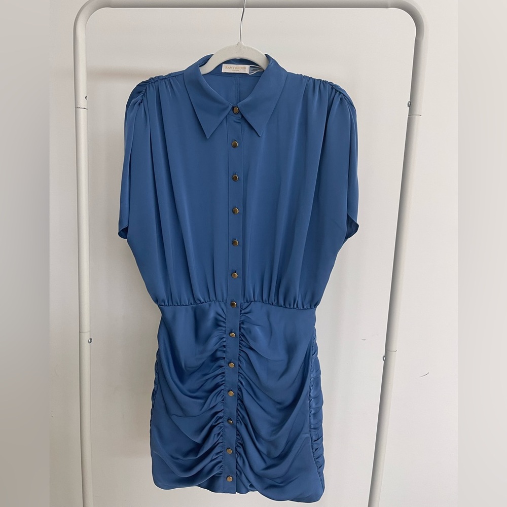 Ramy Brook Blue Ruched Mini Dress